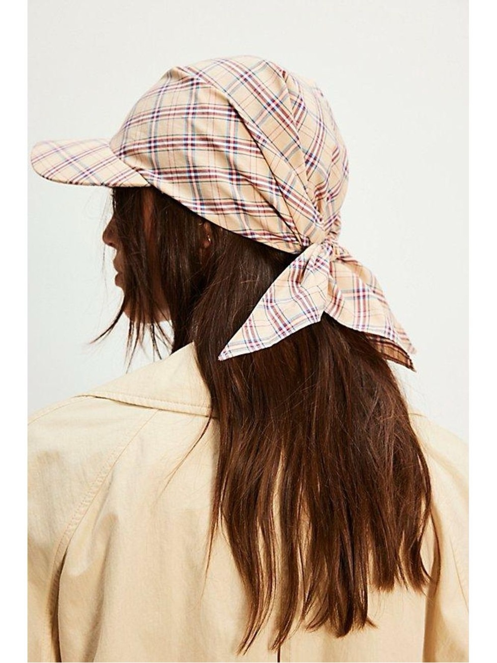 Clyde sold at Free People Plaid Scarf-Back Baseball Cap - Beige